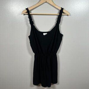 Aritzia Wilfred Melodie Romper Size Small Black Ruffle Sleeve V-neck Minimal